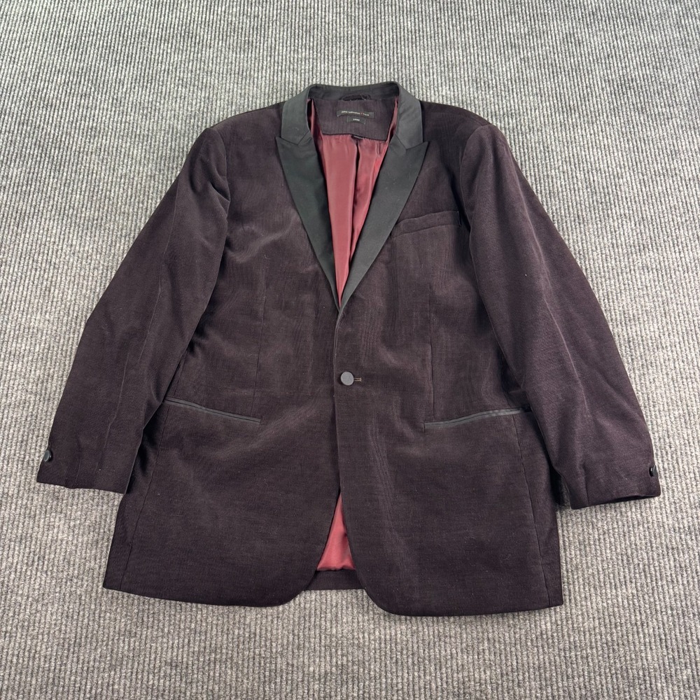 John Varvatos Luxe Tuxedo Jacket Men 46 Maroon Brown Corduroy Black Lapel